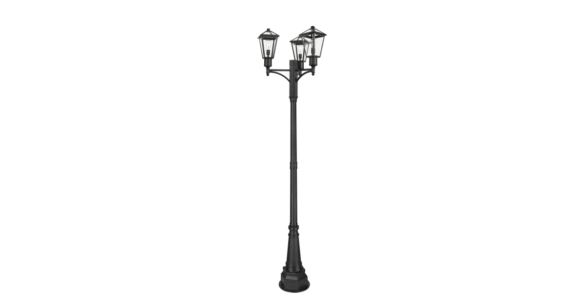 Z-Lite 3 Light Outdoor Post Mount Fixture 579PHXLR-BK, Clear
