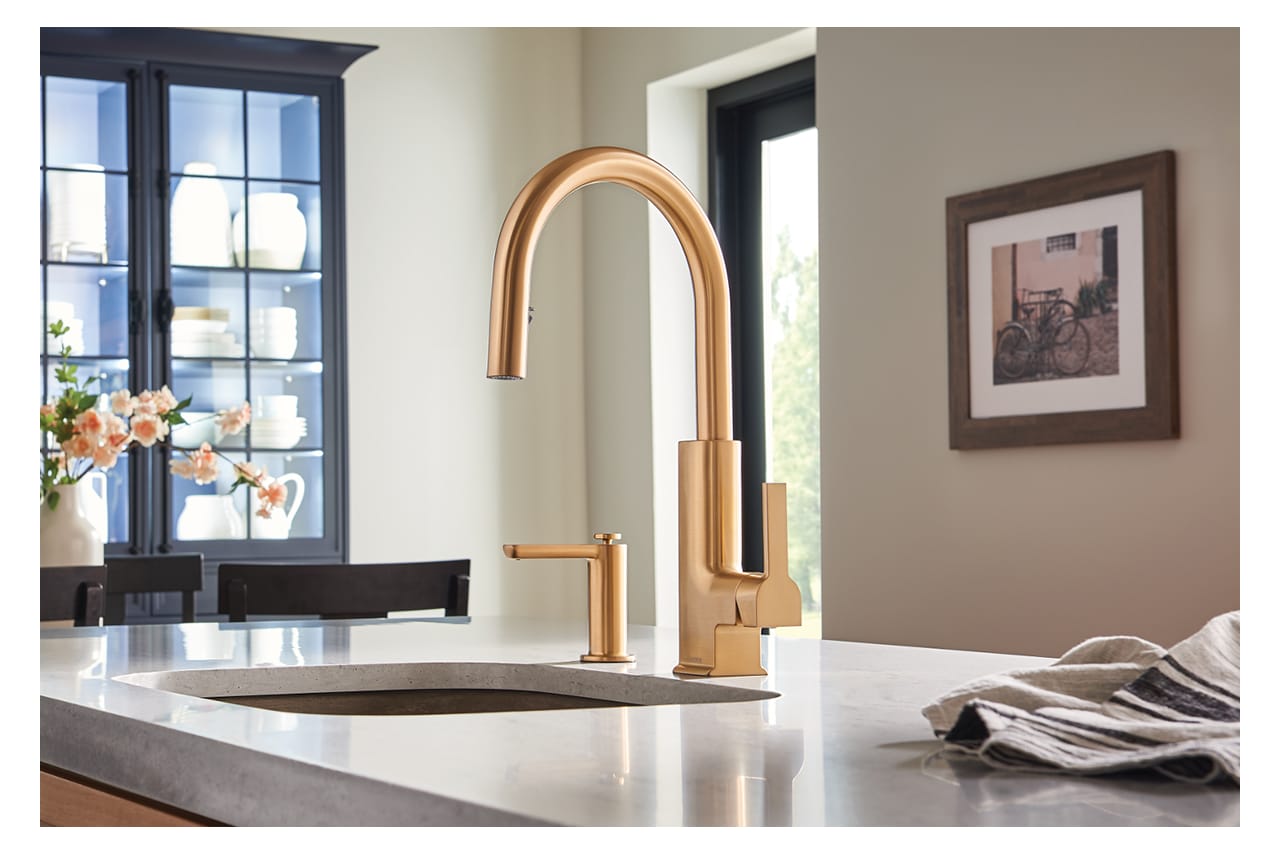Moen brushed gold towel bar sales