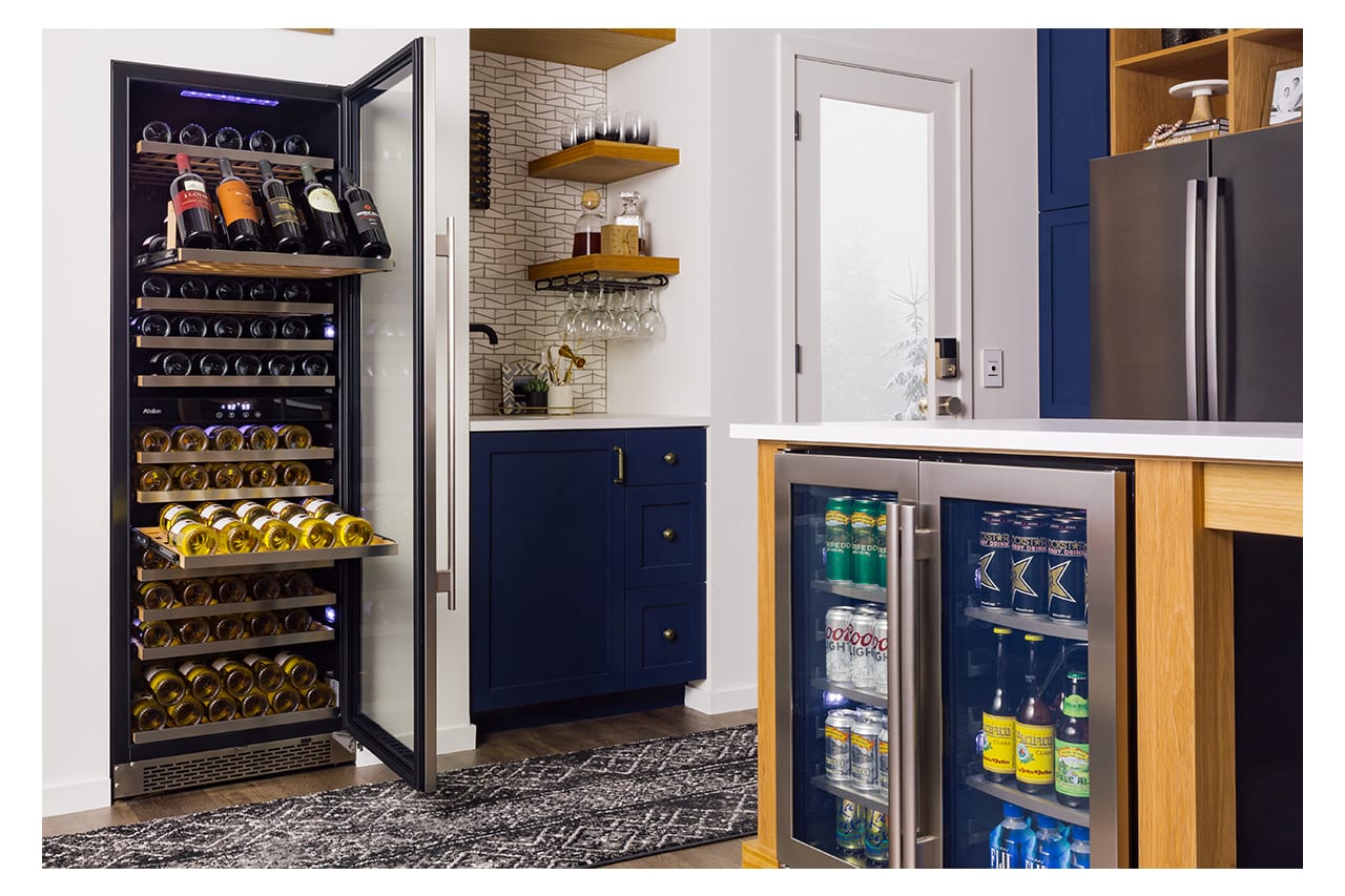 Custom bar cabinet with fridge cheap