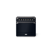 Elise 36 Induction Gloss Black with Brass Knobs