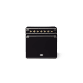 Elise 36 Induction Matte Black with Brass Knobs