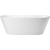 A and E Bath and Shower Arcadia 63" Free Standing Acrylic, Fiberglass Soaking Tub with Center Drain, Drain Assembly, and Overflow White
