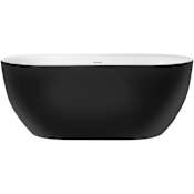 A and E Bath and Shower Malone 59" Free Standing Acrylic, Fiberglass Soaking Tub with Center Drain, Drain Assembly, and Overflow Black