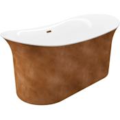 A and E Bath and Shower Cyclone 66" Free Standing Acrylic Soaking Tub with Center Drain, Drain Assembly, and Overflow White / Copper Leafing