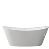 A and E Bath and Shower Hazel 67" Free Standing Acrylic Soaking Tub with Center Drain, Drain Assembly, and Overflow White