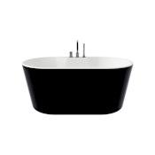 A and E Bath and Shower Classic Contemporary 60" Free Standing Acrylic Soaking Tub with Center Drain, Drain Assembly, and Overflow Black Matte