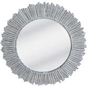 A and E Bath and Shower Modern 30" Diameter Circular Wood Framed Accent Mirror Wood Finish with Antique Grey