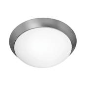Access Lighting Cobalt 2 Light Flush Mount Ceiling Fixture Brushed Steel / Opal