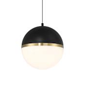 Access Lighting Unity 10" Wide LED Mini Pendant Black / Antique Brushed Brass / White