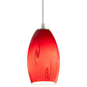 Access Lighting Sydney 3-1/2" Wide Single Light Corded Pendant Brushed Steel / Ruby Sky