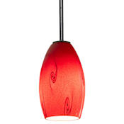 Access Lighting Janine 1 Light Oil Rubbed Bronze Downrod Pendant Oil Rubbed Bronze / Ruby Sky