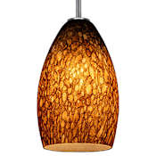 Access Lighting Janine 1 Light Brushed Steel Downrod Pendant Brushed Steel / Brown Stone