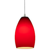 Access Lighting Champagne 1 Light LED Pendant - 5" Wide with Red Glass Shade Brushed Steel