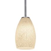 Access Lighting Champagne 1 Light LED Pendant - 5" Wide with White Stone Glass Shade Brushed Steel