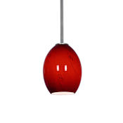 Access Lighting Janine 1 Light Brushed Steel Downrod Pendant Brushed Steel / Ruby Sky