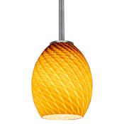 Access Lighting Brandy FireBird 1 Light LED Pendant - 6" Wide with Amber Glass Shade Brushed Steel