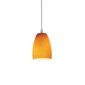 Access Lighting Sherry 1 Light LED Pendant - 5" Wide with Amber Glass Shade Brushed Steel