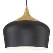 Access Lighting Blend 12" Wide LED Pendant - 3000K Black / Wood Grain