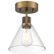 Access Lighting Port Nine 8" Wide LED Semi-Flush Ceiling Fixture With Glass Shade Antique Brushed Brass