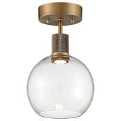 Access Lighting Port Nine 8" Wide LED Semi-Flush Globe Ceiling Fixture Antique Brushed Brass