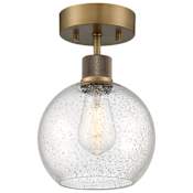Access Lighting Port Nine 8" Wide LED Semi-Flush Globe Ceiling Fixture Antique Brushed Brass