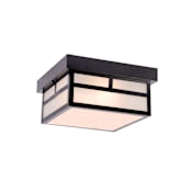 Acclaim Lighting Artisan 2 Light Outdoor Flush Mount Ceiling Fixture with Frosted Glass Shade Matte Black