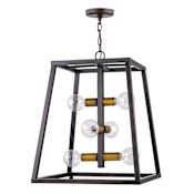 Acclaim Lighting Tiberton 6 Light 19" Wide Pendant with Raw Brass Sockets Oil Rubbed Bronze
