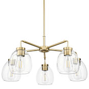 Acclaim Lighting Dawes 5 Light 27" Wide Chandelier with Clear Glass Shades Brass