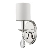 Acclaim Lighting Lily Single Light 5" Wide Wall Sconce with White Fabric Shade and Crystal Accents Polished Nickel