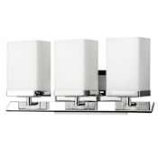 Acclaim Lighting Burgundy 3 Light 16" Wide Bathroom Vanity Light with Hand Blown Opal Etched Glass Shades Polished Nickel