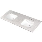 Ackland LustreLine 61 in. x 22 in. Integrated Double Sink Vanity Top Polished Engineered Marble Carrara White