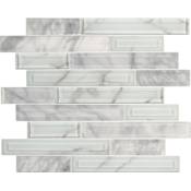 Ackland Dravyn - 12" x 12" Glass and Stone Linear Mosaic Tile - Glossy Visual - Sold by Carton (9.8 SF/Carton) Frosted Stravine