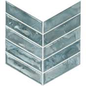 Ackland 10" x 12" Glass Chevron Wall Mosaic Tile - Glossy Visual - Sold by Carton (12.3 SF/Carton) Midnight Tide
