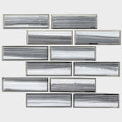 Ackland Rivella - 12" x 12" Glass Brick Wall Mosaic Tile - Glossy Visual - Sold by Carton (9.6 SF/Carton) Kasumi Gris