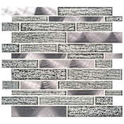 Ackland 12" x 12" Glass and Metal Linear Mosaic Tile - Tumbled Visual - Sold by Carton (9.5 SF/Carton) Lavera Noire