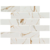 Ackland 12" x 12" Porcelain Brick Floor and Wall Mosaic Tile - Matte Visual - Sold by Carton (13.95 SF/Carton) Calacatta Gold