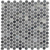 Ackland 12" x 13" Porcelain Penny Floor and Wall Mosaic Tile - Glossy Visual - Sold by Carton (14.4 SF/Carton) Graphite Melange