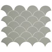Ackland 10" x 13" Porcelain Fan Floor and Wall Mosaic Tile - Glossy Visual - Sold by Carton (13.65 SF/Carton) Lume Gray