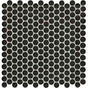 Ackland 11" x 12" Porcelain Penny Wall Mosaic Tile - Matte Visual - Sold by Carton (14.4 SF/Carton) Nivora Caviar
