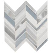 Ackland 12" x 12" Glass and Metal and Stone Chevron Wall Mosaic Tile - Sold by Carton (10 SF/Carton) Alessio