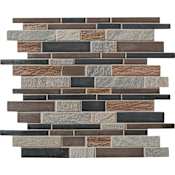 Ackland 13" x 13" Glass and Porcelain Linear Mosaic Tile - Tumbled Visual - Sold by Carton (10.4 SF/Carton) Ferrano