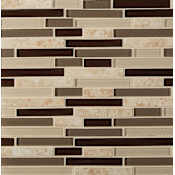 Ackland 12" x 12" Glass and Stone Linear Mosaic Tile - Tumbled Visual - Sold by Carton (15 SF/Carton) Tesora Mocha