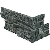 Ackland 6 in. x 18 in. Splitface Marble Stacked Stone Ledger Corner Wall Tile - Sold by Carton (4.5 SF/Carton) Ashen Black