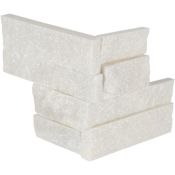 Ackland 4.5 in. x 9 in. Splitface Marble Stacked Stone Ledger Corner Wall Tile - Sold by Carton (8 SF/Carton) Auric White