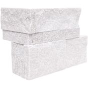 Ackland 9 in. x 18 in. Splitface Marble Stacked Stone Ledger Corner Wall Tile - Sold by Carton (4.5 SF/Carton) Auric White