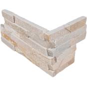Ackland 6 in. x 18 in. Splitface Quartzite Stacked Stone Ledger Corner Wall Tile - Sold by Carton (4.5 SF/Carton) Amber Cream