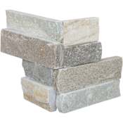 Ackland 4.5 in. x 9 in. Splitface Quartzite Mini Stacked Stone Ledger Corner Wall Tile - Sold by Carton (8 SF/Carton) Cobalt Mist