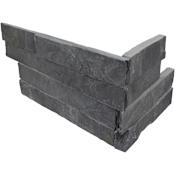 Ackland 6 in. x 18 in. Splitface Slate Stacked Stone Ledger Corner Wall Tile - Sold by Carton (4.5 SF/Carton) Kyoto Noir