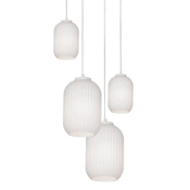 AFX Callie 4 Light 18" Wide Multi Light Pendant with Frosted, Ribbed Glass Shades White