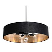 AFX Pendant 5 Light 30" Wide Crystal Pendant with Fabric Shade Black / Black / Gold